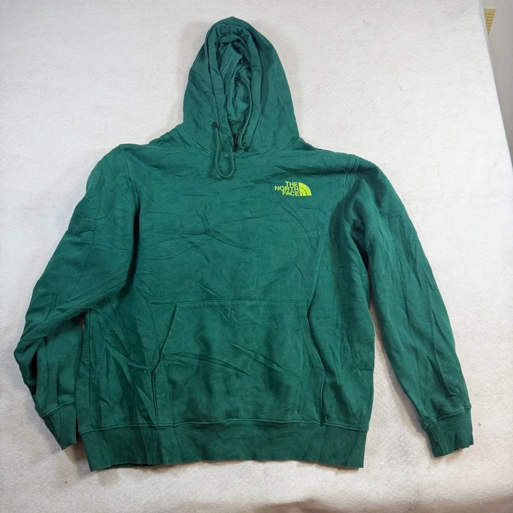 The North Face Mens XL Green Graphic Logo Pullover Hoodie Hooded Sweatshirt